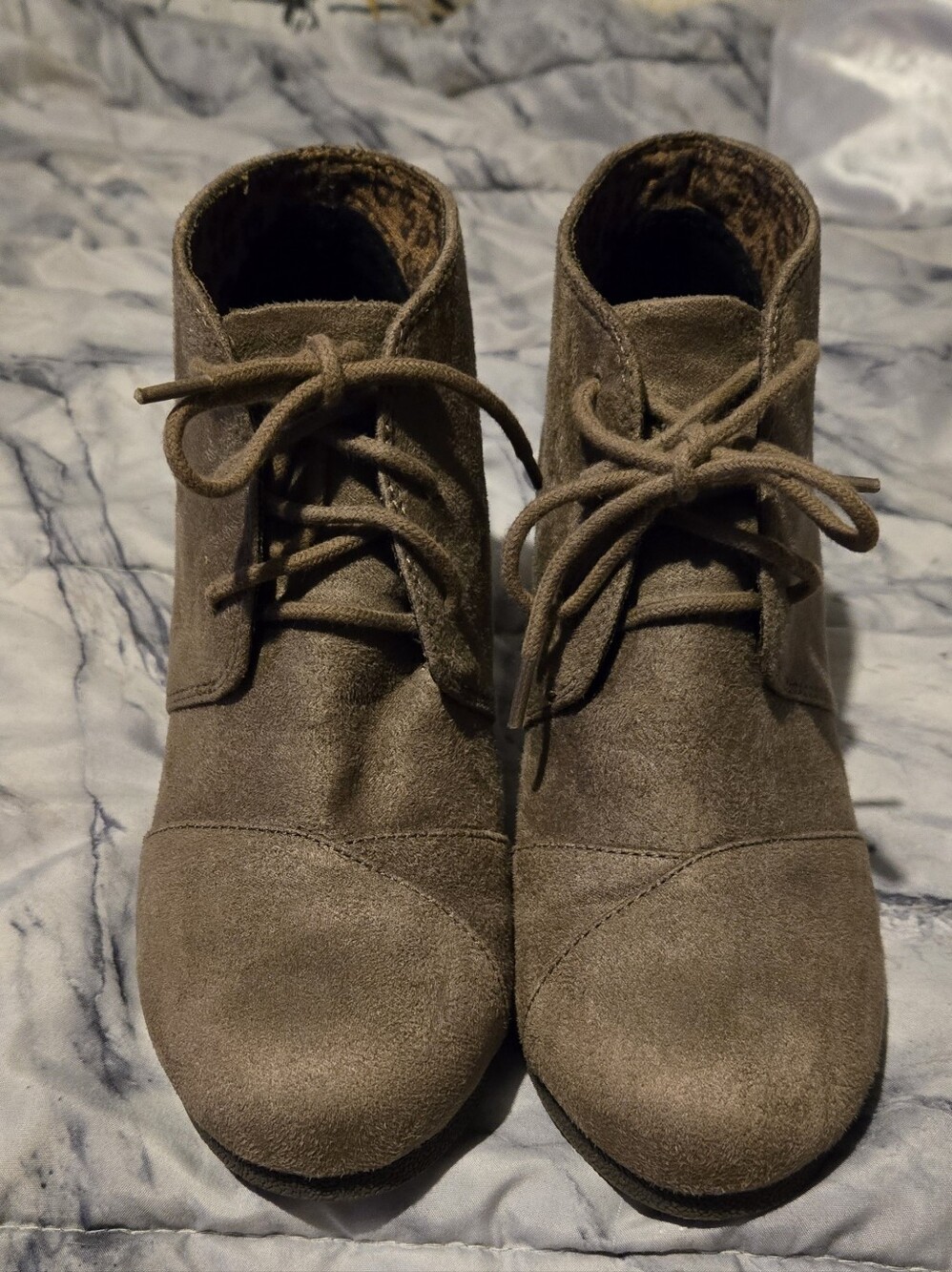 Cityclassified Taupe Suede Lace-Up Ankle Booties
